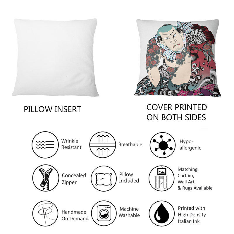 Coussin japonais à imprimé japonais - homme bohémien et éclectique 1