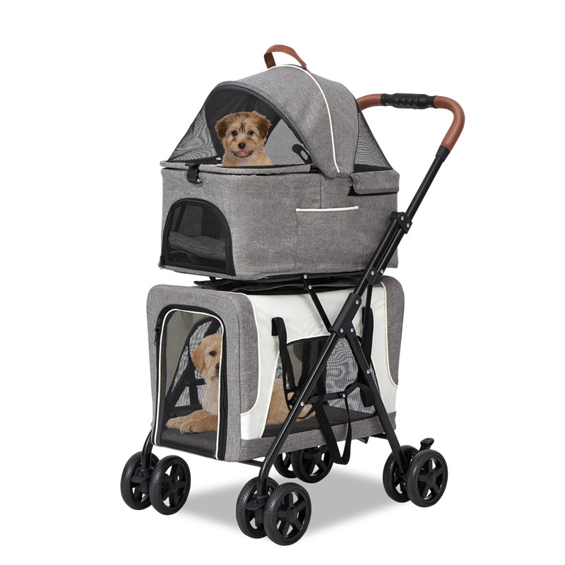 Foldable Pet Jogger Stroller with Detachable Carrier