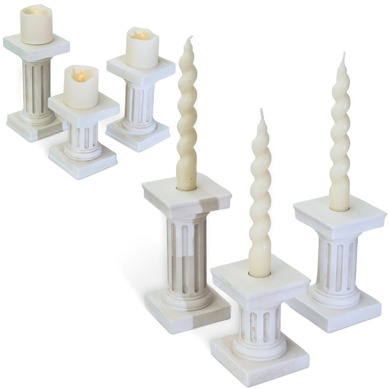  Porte-bougie chandelier / support votif d'inspiration colonne grecque à double face piédestal, décoration de maison rétro, centre de table, décorations de cheminée