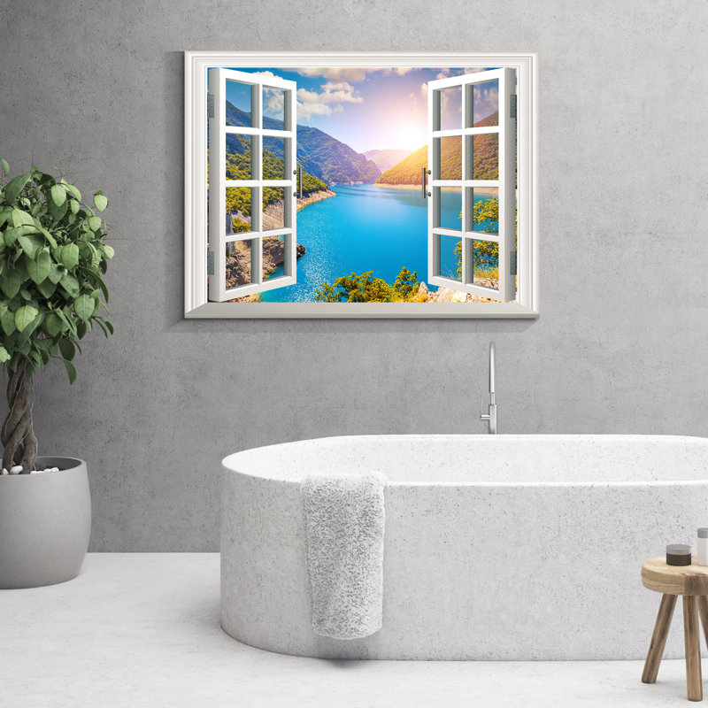 " Window Scene Landscape With Lake " Painting Print, H 20 po x l 30 po x P 1,5 po