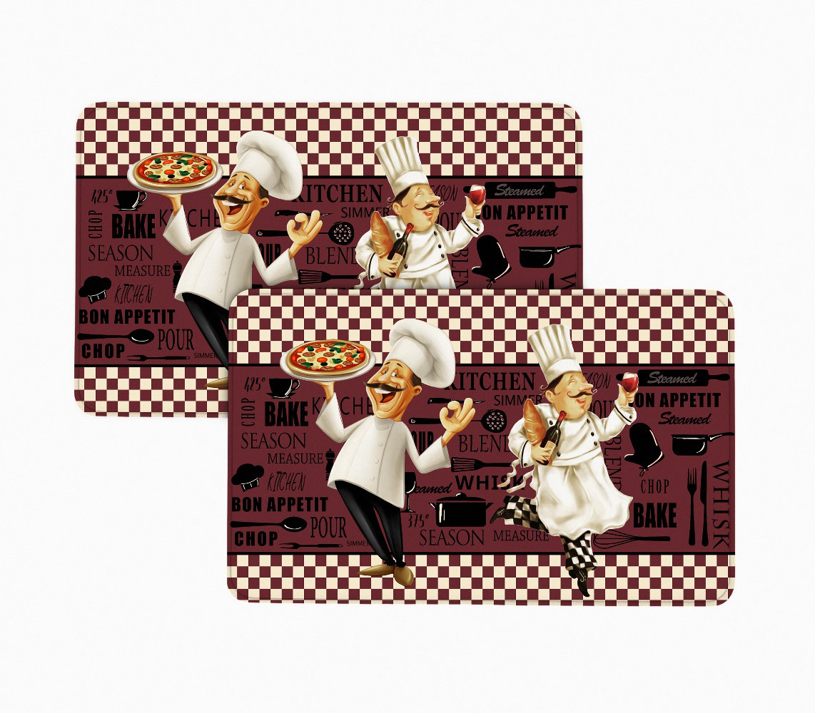 J&V Textiles Cloud Comfort Chalkboard Chefs 24 in. x 36 in. Anti-Fatigue Kitchen Mat