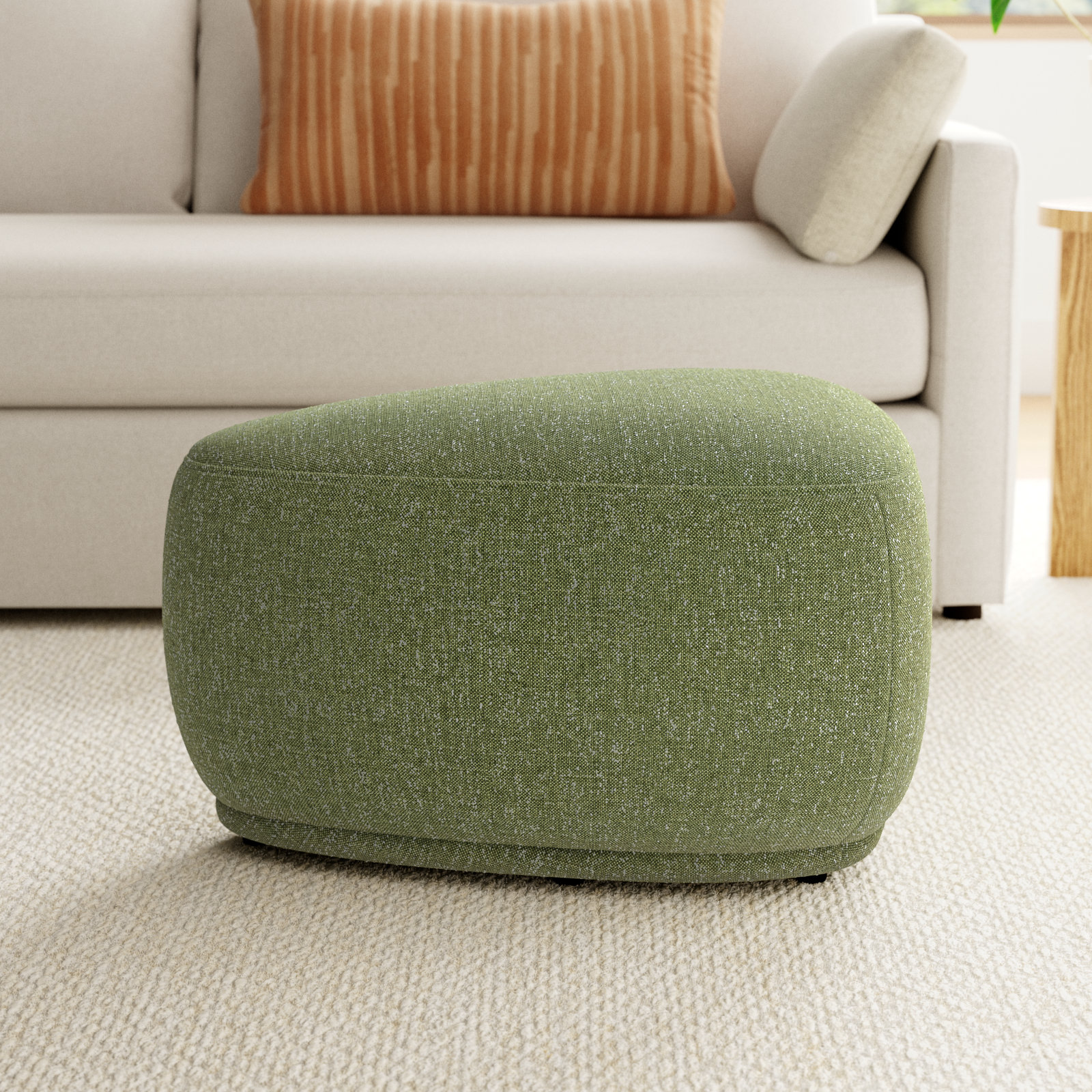 Adna 26.5'' Triangular Upholstered Ottoman, Mellow Forest Chenille