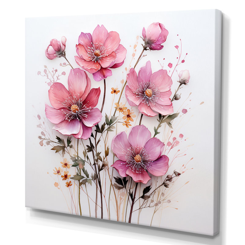 Art mural sur toile rose, H 16 po x l 16 po x P 1 po, Toile tendue