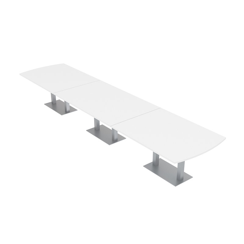 Table de conférence Pavert Arc, Argent argent, Blanc classique, H 30 po x l 192 po x P 48 po
