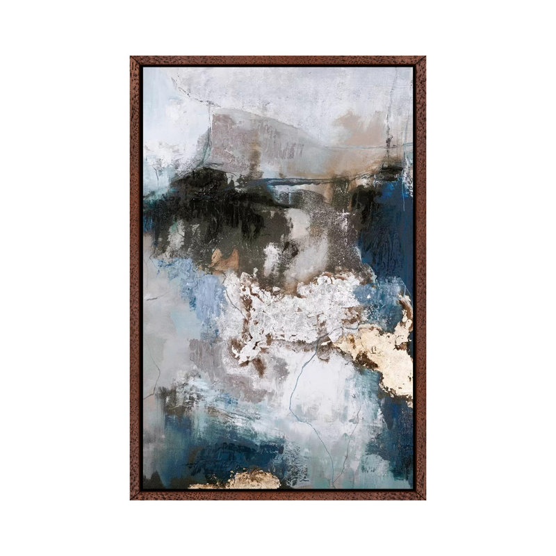 Waterfall - Painting on Canvas, Classic Brown Wood Framed, 101.6cm H x 66.04cm W x 3.81cm D