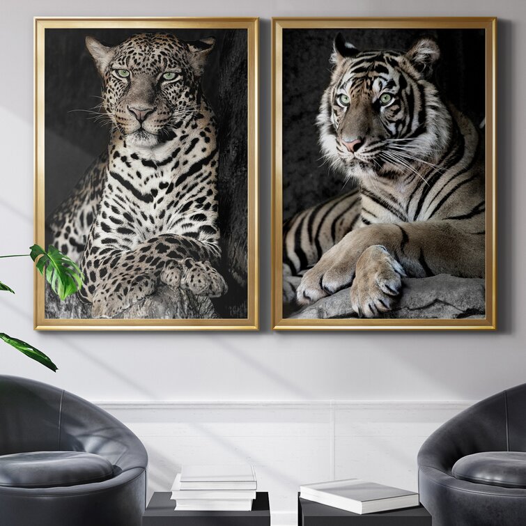 African Leopard - 2 Piece Print Set Latitude Run Size: 20 H x 32 W x 1 D, Format: Wrapped Canvas, Mat Color: No Mat