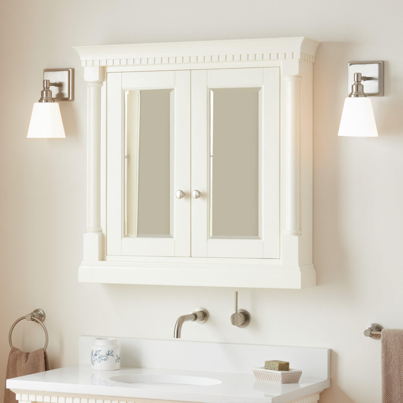 Claudia 34" Framed Double Door Medicine Cabinet, White
