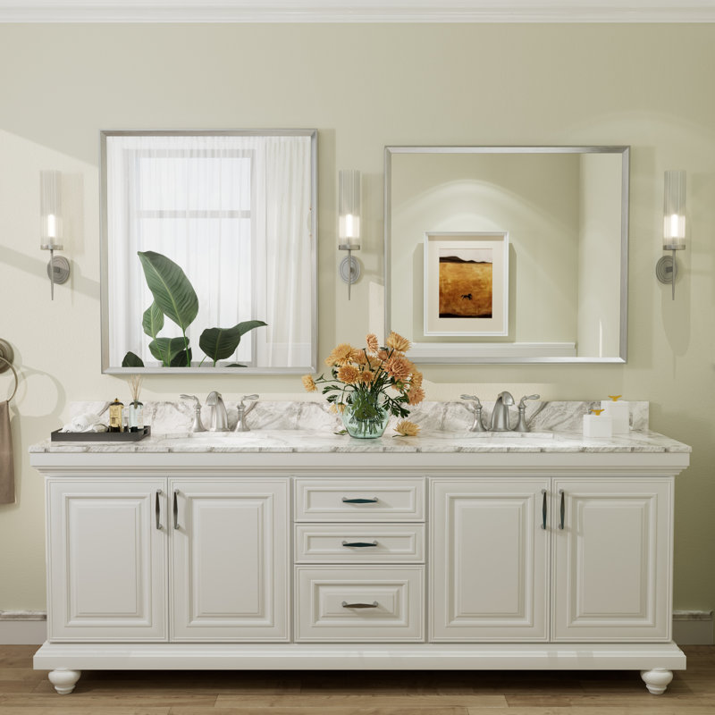 Miroir mural Amara, 36" x 32", Argent brossé