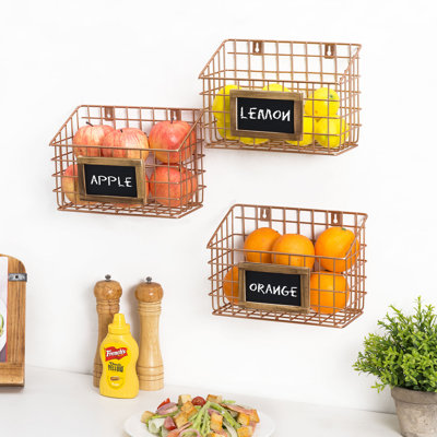 Wall 3 Piece Storage Organiser with Wall Baskets and Chalkboard