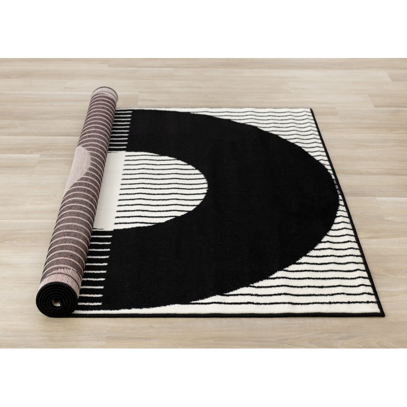 Fresno Black White Contrasting Modern Area Rug, Rectangle 2'8" x 4'11"