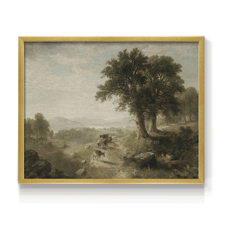 Paysages rétro-DCCIV-Reproduction encadrée - Restickable, H 16 po x l 20 po, Doré