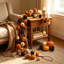 Décoration d'Halloween en rotin artificiel avec citrouille, décoration de table pour le foyer et la fête de l'Action de grâce