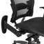 Chaise en maille respirante noire avec accoudoirs rabattables
