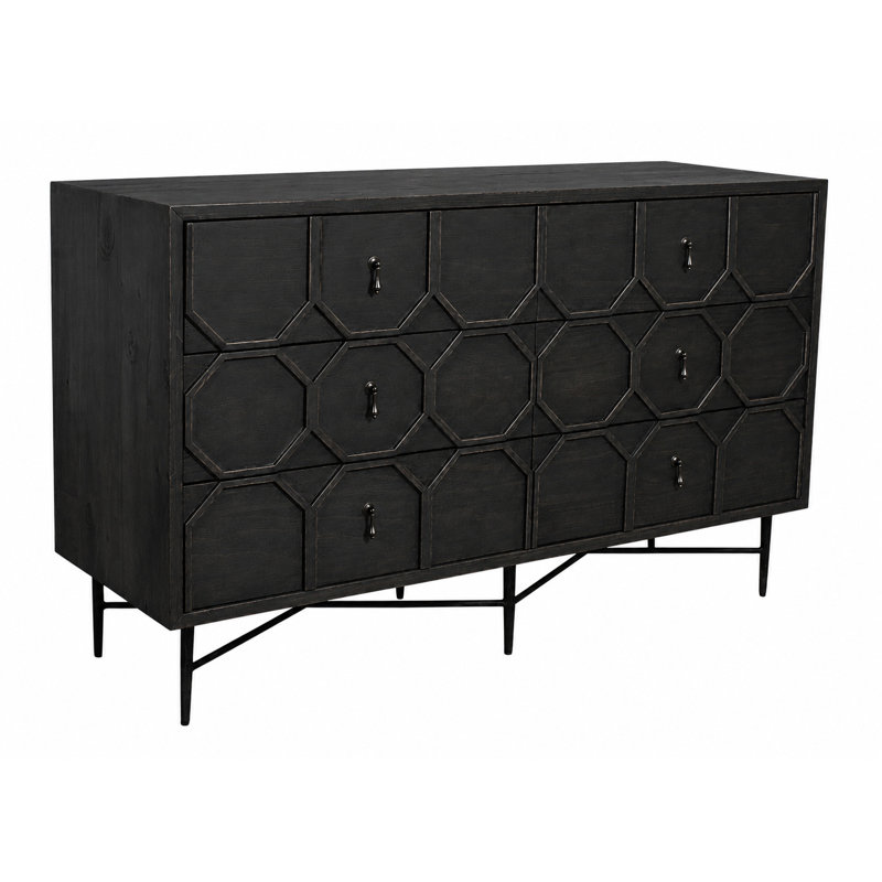 Commode 6 tiroirs Samara en noir antique