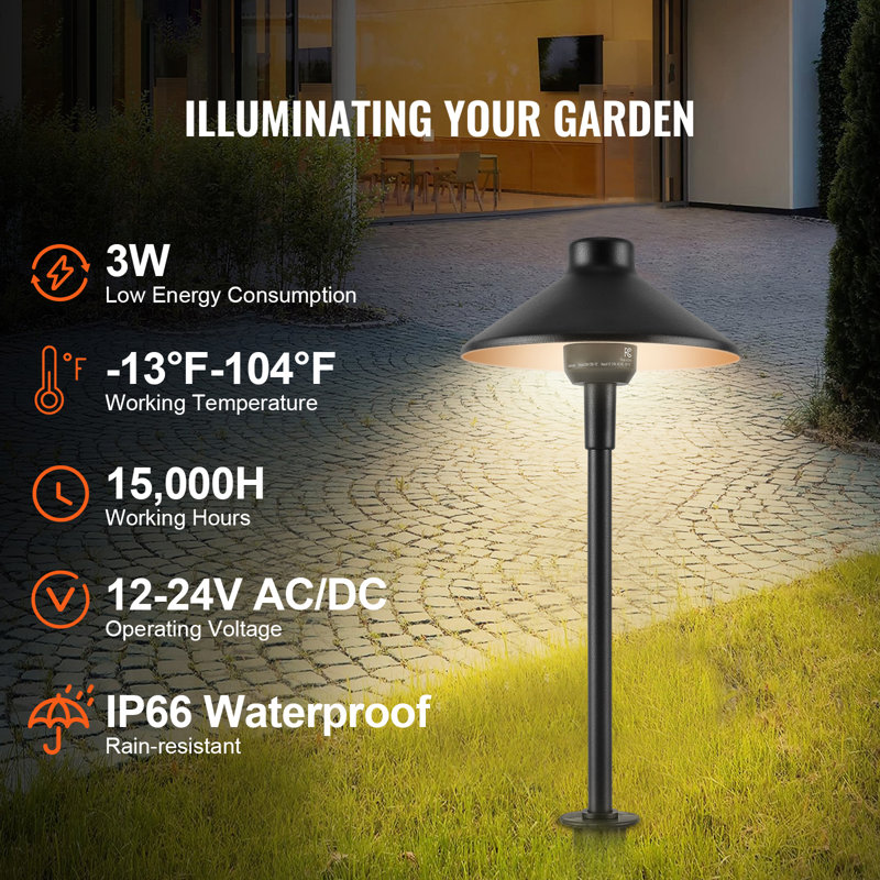 VEVOR 8-Pack Black Aluminum LED Pathway Lights with Quick Connectors