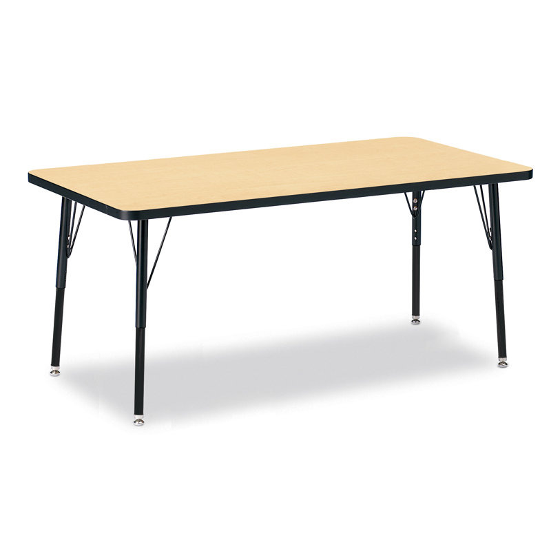 Table rectangulaire Berries, 30 po x 60 po, Érable et noir, Pieds standards pour adultes 24 po - 31 po