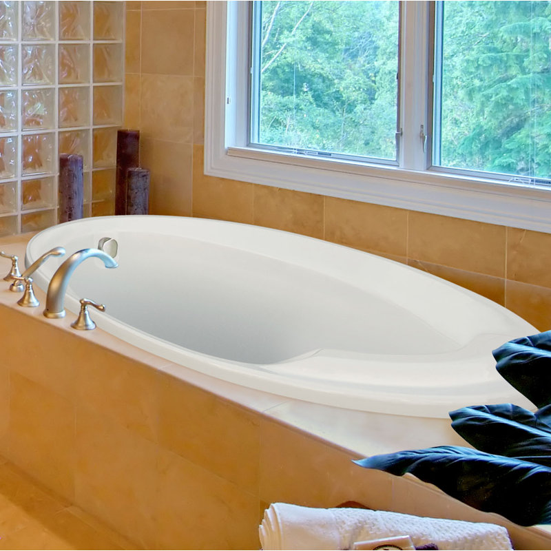 Baignoire de trempage à chute 60" x 40" Designer, Blanc, Chrome poli