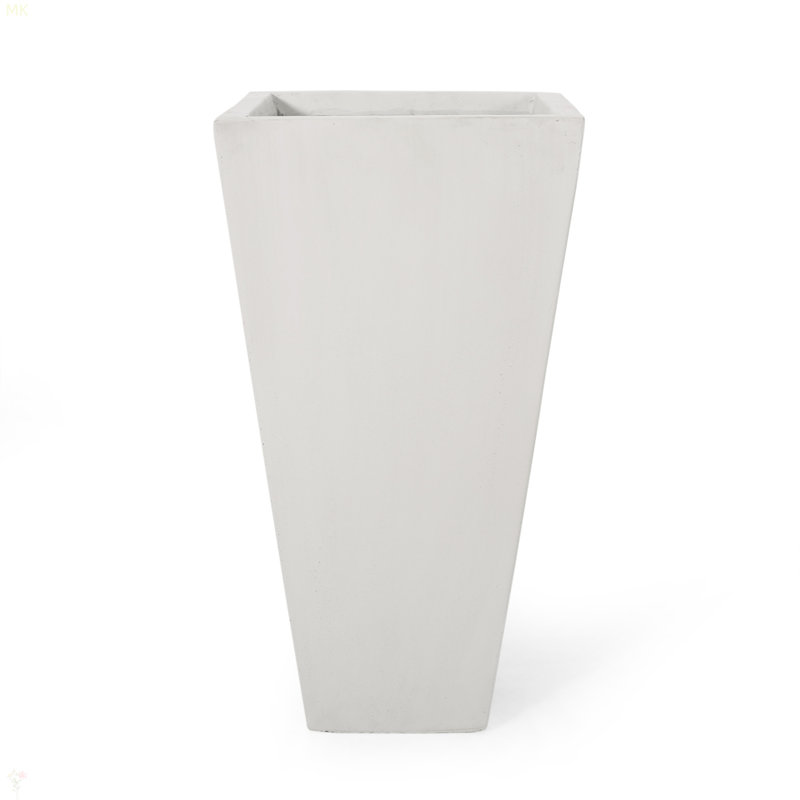 Petite jardinière d'extérieur moderne en pierre MGO, Blanc mat, H 24,72 po x l 13,05 po x P 13,05 po