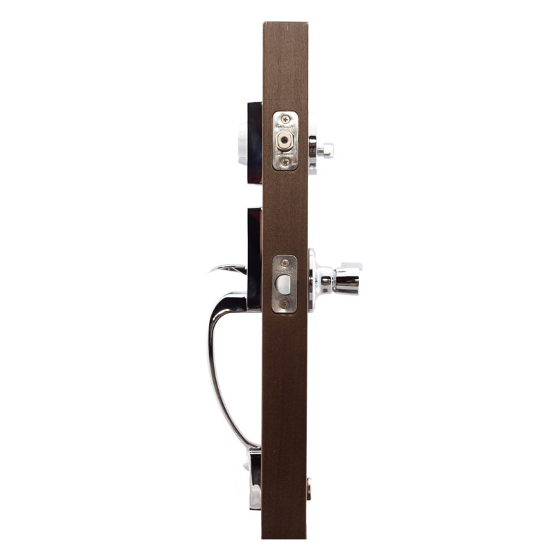 Jeu poignées avec verrou cylindrique simple et levier et rosette de porte, Acier inoxydable poli, Gauche
