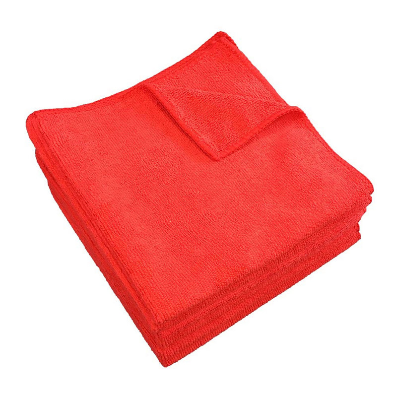 Smart Choice 16x16 Microfiber Cleaning Cloths (Pack of 12), 12" W x 12" L, Red