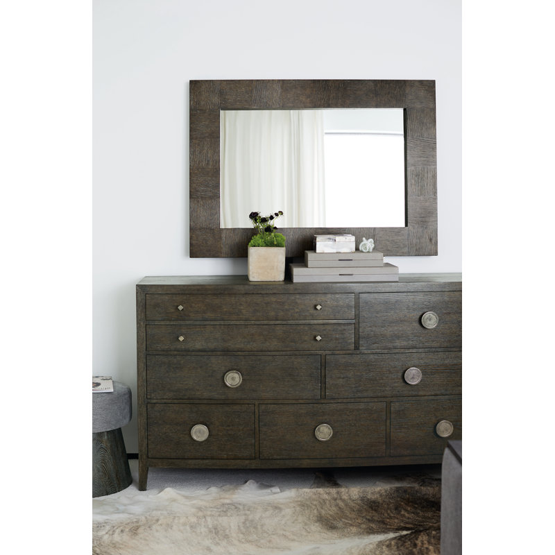Linea 8 Drawer Dresser with Mirror, Cerused Charcoal