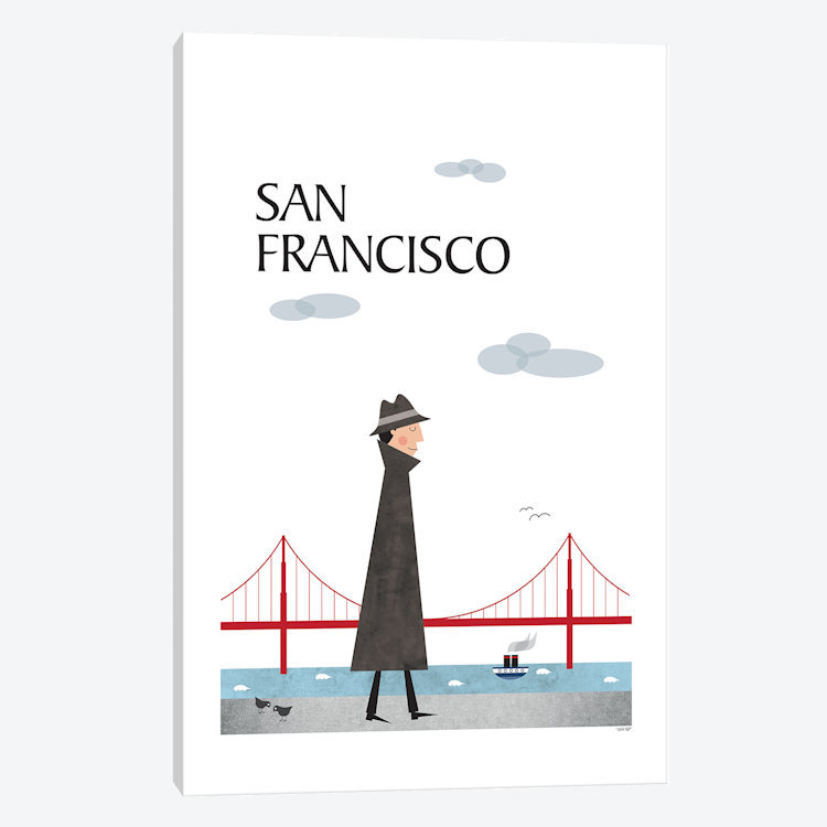 "San Francisco" par TomasDesign, impression sur toile, H 26 po x l 18 po x P 1,5 po, Pas de tapis, Toile tendue