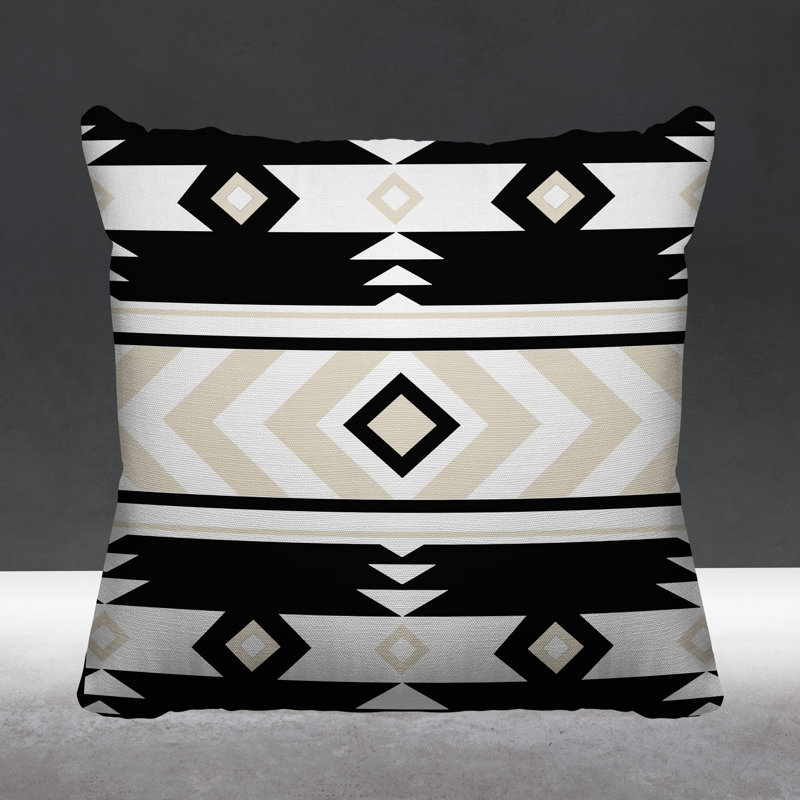 Coussin intérieur / extérieur Fika Southwestern, L 15 po x H 15 po, Noir