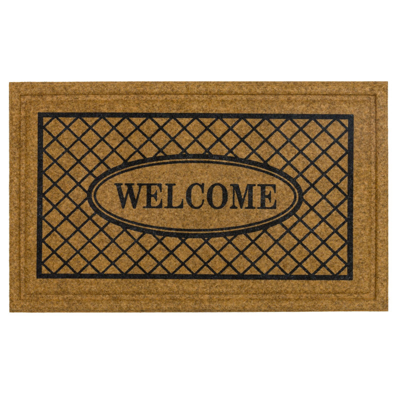 Estate Elegance Natural Geometric Weather Resistant Non-Slip Outdoor Door Mat