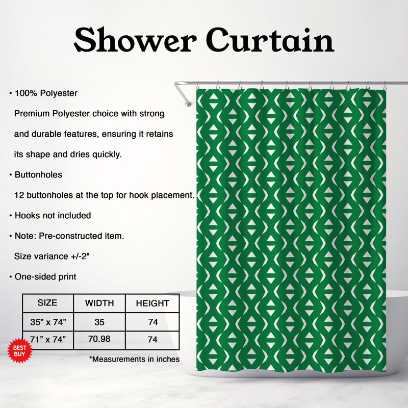 Vert - Rideau de douche Premium_0184, H 74 po x l 71 po