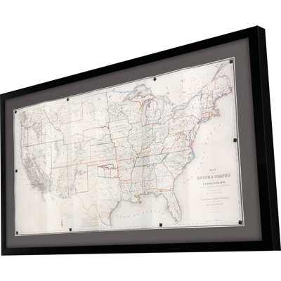 «United States Map», impression encadrée noire