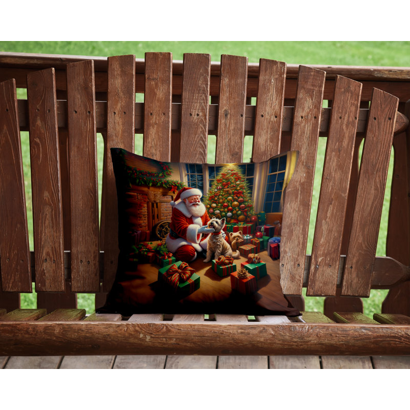 Coussin Cairn Terrier and Santa Claus, H 14 po x l 14 po