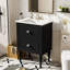 Lavabo de meuble-lavabo en céramique 24 po - 2 tiroirs noir moderne avec surface pour matériaux
