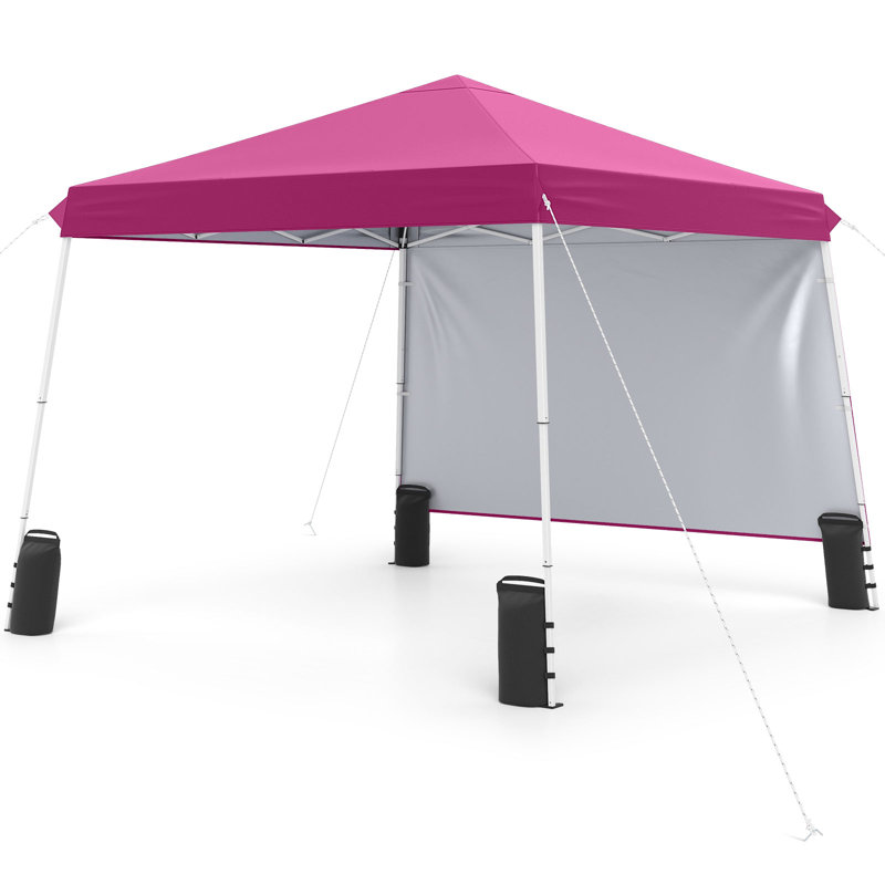 Tente pliante 2,74 m x 2,74 m avec sacs de lestage, montage en une seule pression, 8 piquets, sac de transport rose, Pink