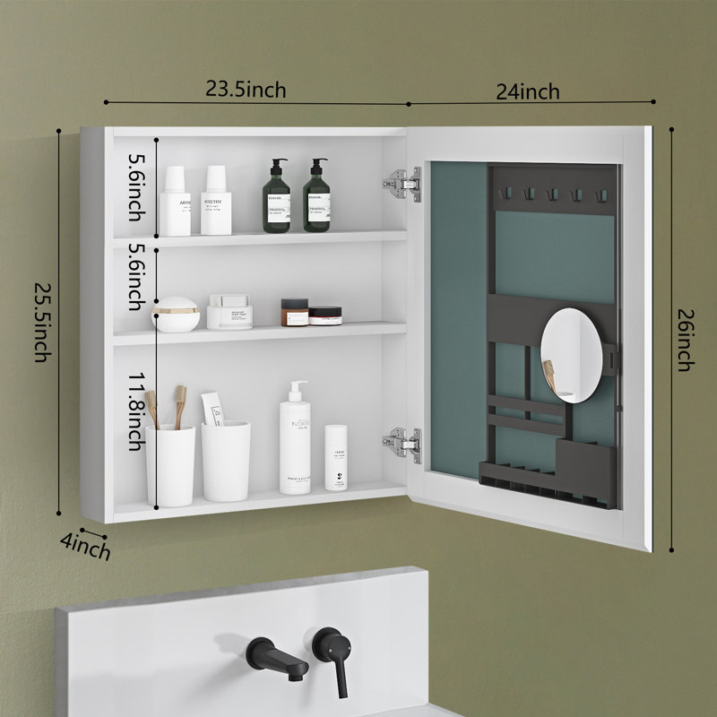 Armoire à pharmacie encastrée ou à fixation en surface avec miroir