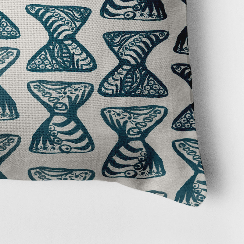 Housse de coussin rectangulaire d’extérieur/insert, Bleu sarcelle, Géométrique 1