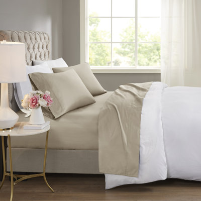 600 Thread Count Khaki Cotton Blend Cooling Treatment 4-Piece Cal King Sheet Set