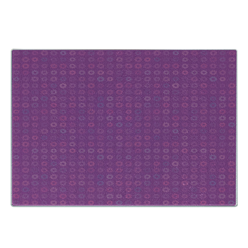 Ambesonne Magenta Tempered Glass Cutting Board Blooming Daisy Pattern Multicolor