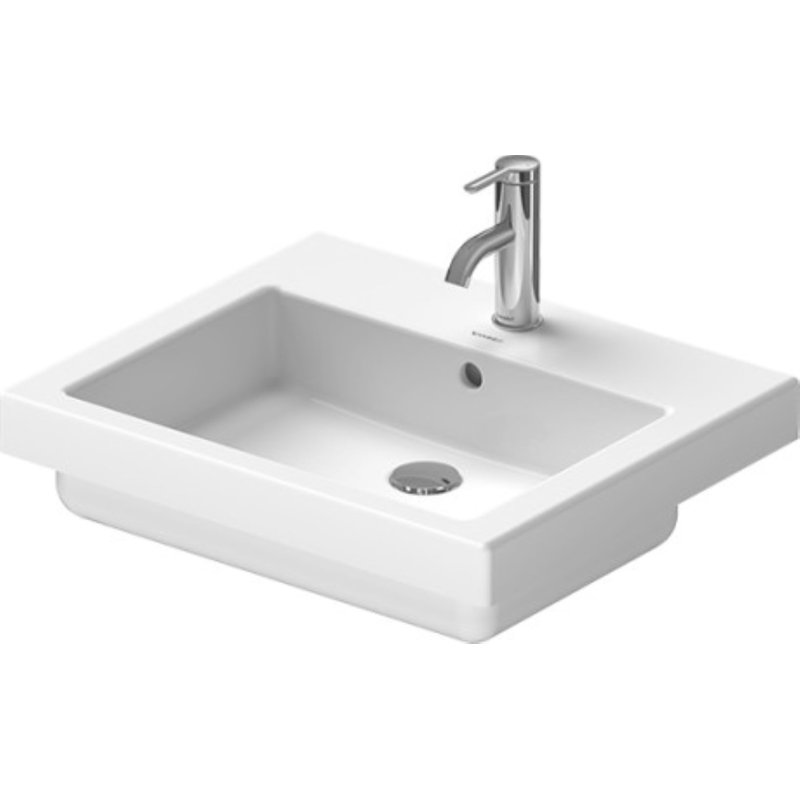 Lavabo de salle de bain rectangulaire encastré en céramique avec trop-plein Vero, Simple