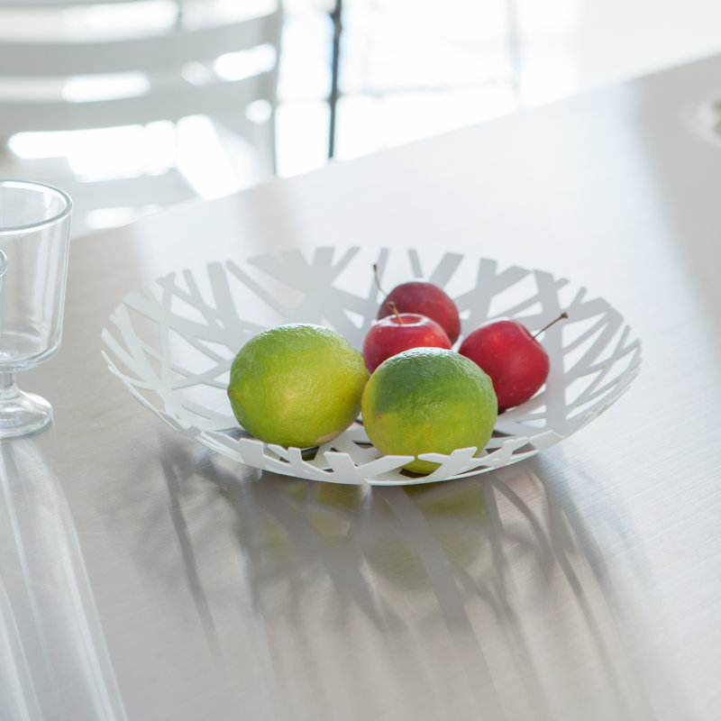 Bol à fruits Yamazaki Home, acier, sans assemblage requis, Blanc