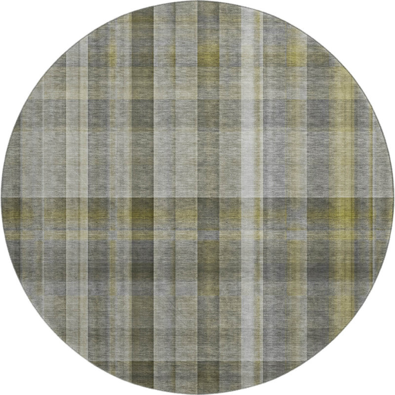 Premium Machine Washable Cerrito AMF534 Gray Rug, Round 8'