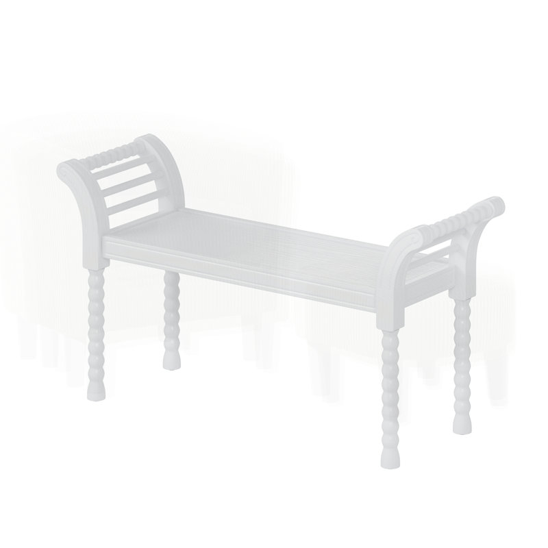 Elegant Retro Style Bench with Turned Legs, White