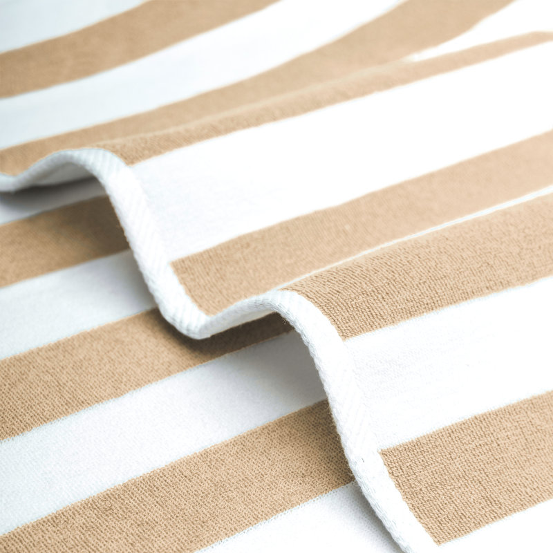 Devontia Cabana Striped Beach Towels, 30x60 inch 4 Piece Oversize Pool Towels, Beige
