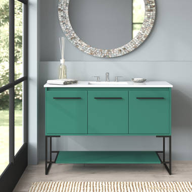 1905-60D-04 Marine Blue 60 Bathroom Vanity Set Solid Wood Cabinet and –  Tile Generation