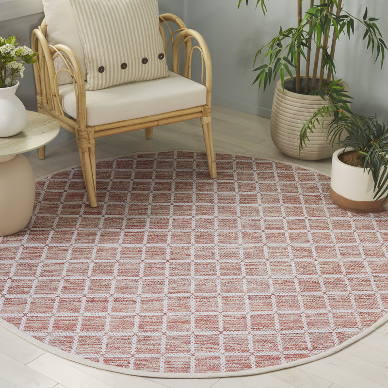 Tapis orange / ivoire Klevis 977, Rond 6 pi