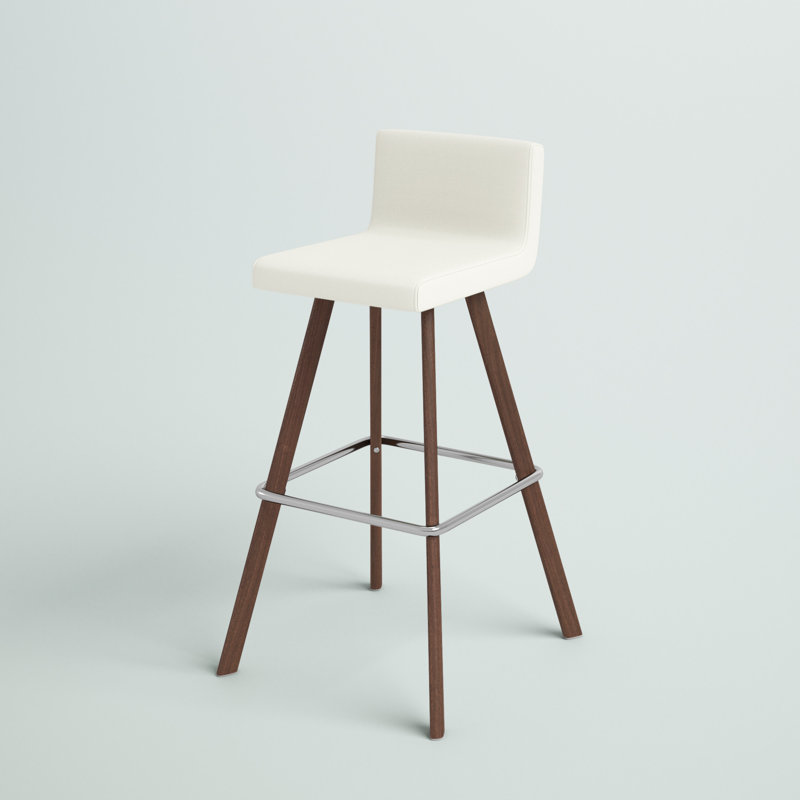 Tabouret 24 "Gladwell, Cuirette - Blanc, Comptoir / noyer