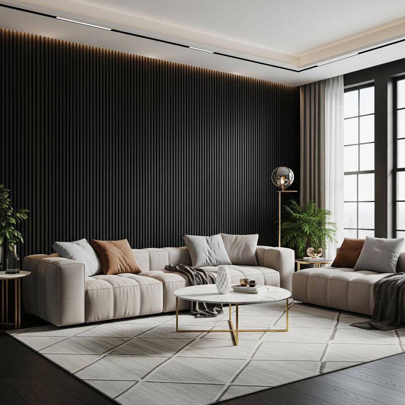4 Pcs 47.24" L X 23.62" W Acoustic Wood Slat Wall Panels, 3D Decorative Sound Absorbing Panels For Wall & Ceiling (4 Pack/ 31 Sq.ft.)