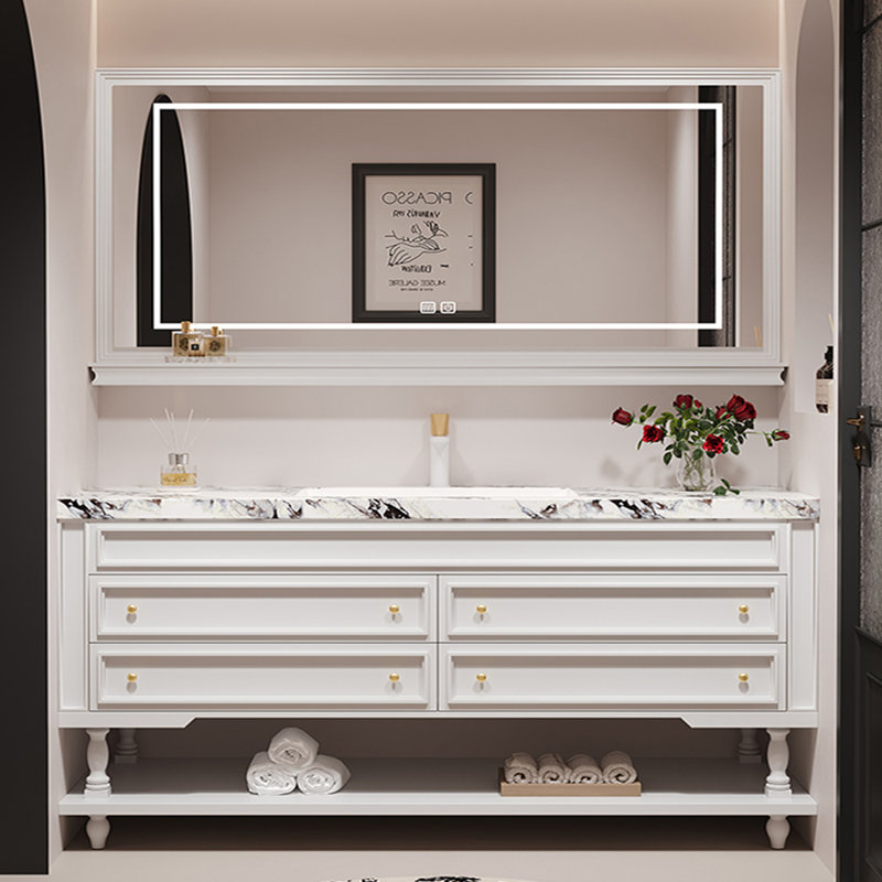French retro floor-standing bathroom cabinet, 59"