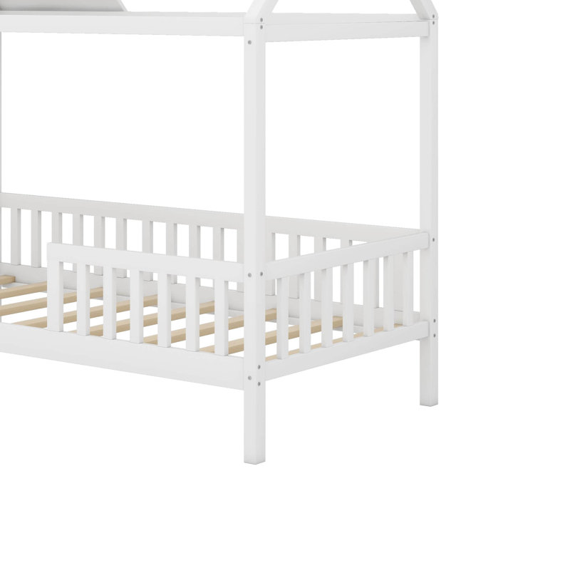 Lit simple en bois en forme de maison, Blanc