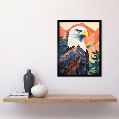 Majestic Bald Eagle Forest Mountain Landscape - Single Picture Frame Print