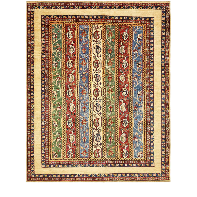 Tapis de zone en laine 5 pi x 6 pi 4 po one-of-kind noué la brown Denver